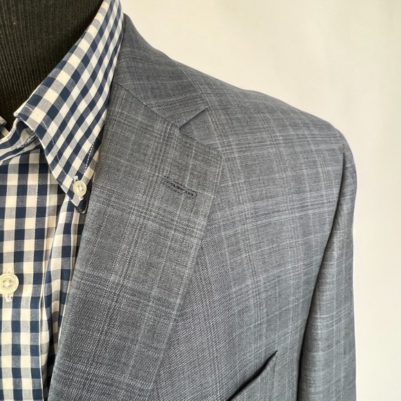 Jack Victor Loro Piana Men's Gray Super 130s‎Two Button Plaid Blazer 40